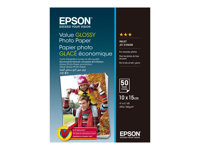 Epson Value - Brillant - 100 x 150 mm - 183 g/m² - 50 feuille(s) papier photo - pour Epson L382, L386, L486; Expression Home HD XP-15000; Expression Premium XP-900 C13S400038