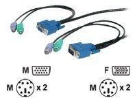 Neomounts Ultra Thin 3-in-1 KVM Switch Cable - Câble clavier / vidéo / souris (KVM) - PS/2, HD-15 (VGA) (M) pour PS/2, HD-15 (VGA) - 5 m - noir PS23N1THIN15