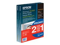 Epson Premium Glossy Photo Paper BOGOF - Brillant - 100 x 150 mm - 255 g/m² - 40 feuille(s) papier photo (pack de 2) - pour EcoTank ET-2650, 2750, 2751, 2756, 2850, 2851, 2856, 4750, 4850 C13S042167