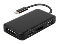 DLH - Adaptateur vidéo - 24 pin USB-C mâle pour HD-15 (VGA), HDMI, DVI, DisplayPort femelle - 15 cm - noir - prise en charge de 4K60Hz (3 840 x 2 160) (DP), 4K30Hz (HDMI) DY-TU4880B