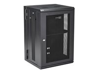 StarTech.com 18U 19" Wall Mount Network Cabinet, 16" Deep Hinged Locking IT Network Switch Depth Enclosure, Assembled Vented Computer Equipment Data Rack with Shelf & Flexible Side Panels - 18U Vented Cabinet (RK1820WALHM) - Armoire de rack - montable sur RK1820WALHM